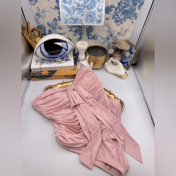 🆕 ZIMMERMANN 🧿 NWT August Drape Bow 1PC Bathing Suit - Dusty Pink Sz 1 US 4/6 - Picture 2 of 16